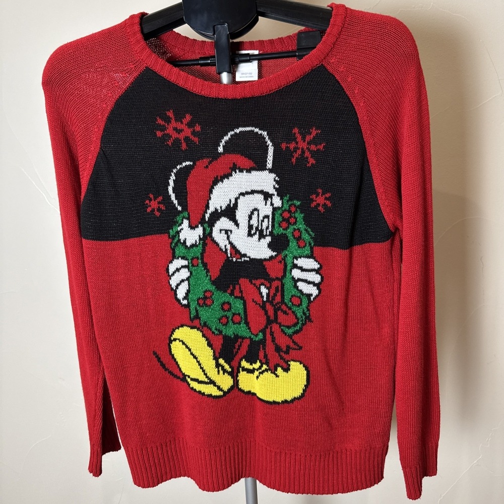 Woman's Minnie Mouse Christmas Sweater Disney Parks Medium 7/8